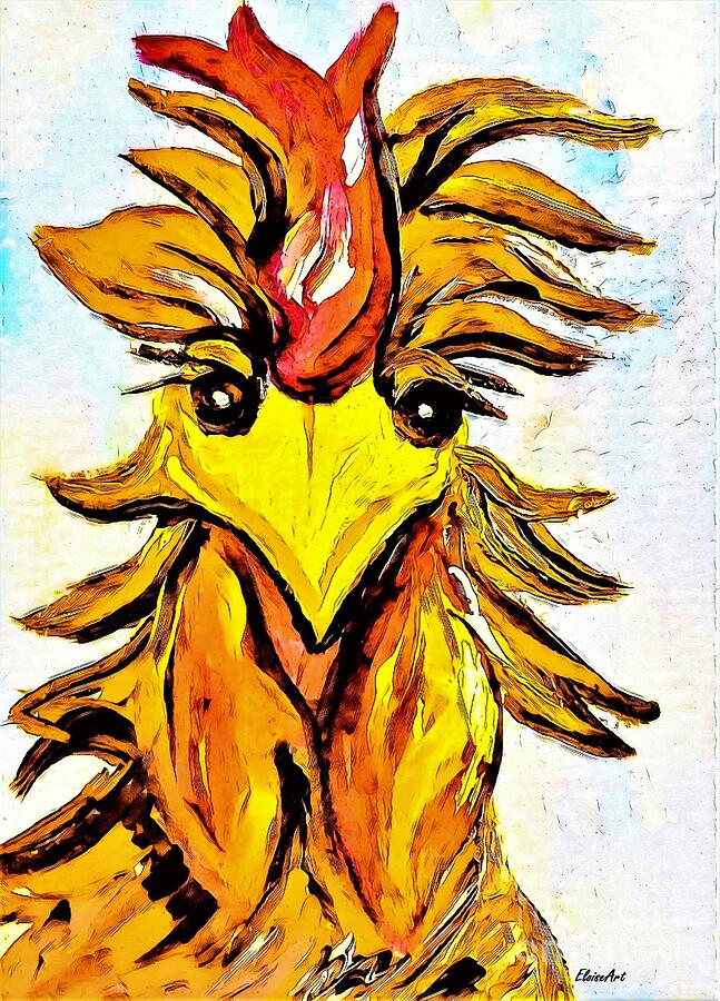 Bad Hair Day Rooster Painting by Eloise Schneider Mote