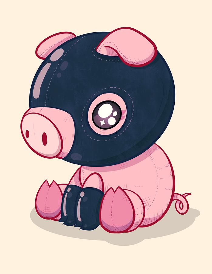 Pig Drawing - Bad Piggie by Ludwig Van Bacon