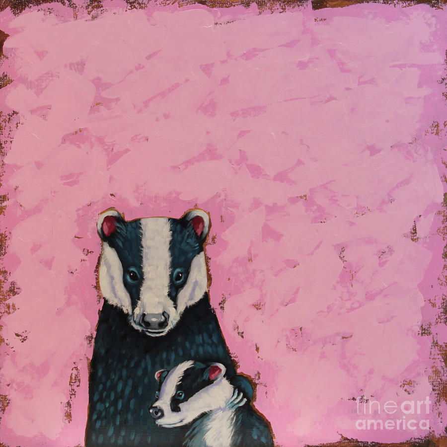 Badger and Baby Painting by Lucia Stewart