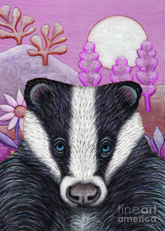 Badger Moon Painting by Amy E Fraser