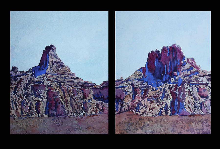 Badlands Diptych  Painting by Jenny Armitage