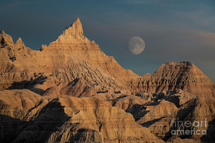 Badlands Moonrise - South Dakota Photograph by Sandra Bronstein