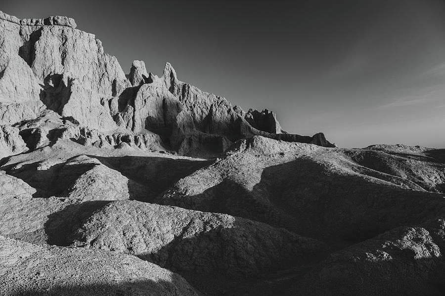 Badlands Morning Landscape Black And White Photograph by Dan Sproul