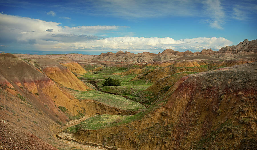 Badlands Panorama Landscape Image Photograph by Dan Sproul