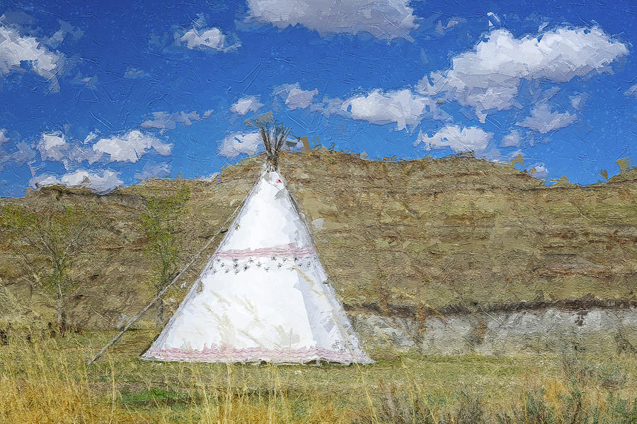 Badlands Teepee Painting by Dan Sproul