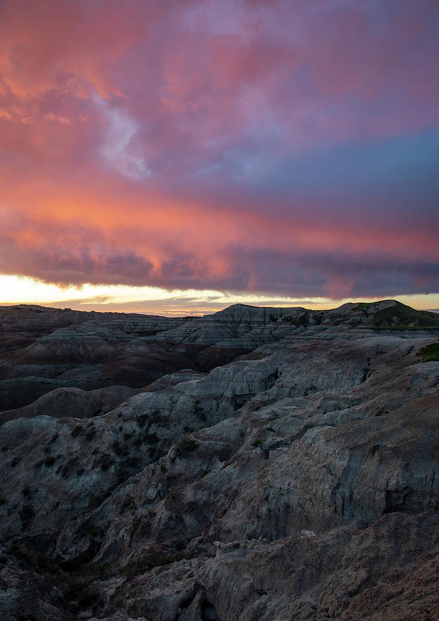 Badlands Vertical Sunset Photograph by Dan Sproul