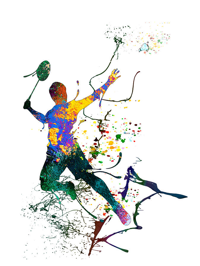 Sports Painting - Badminton Passion 01 by Miki De Goodaboom