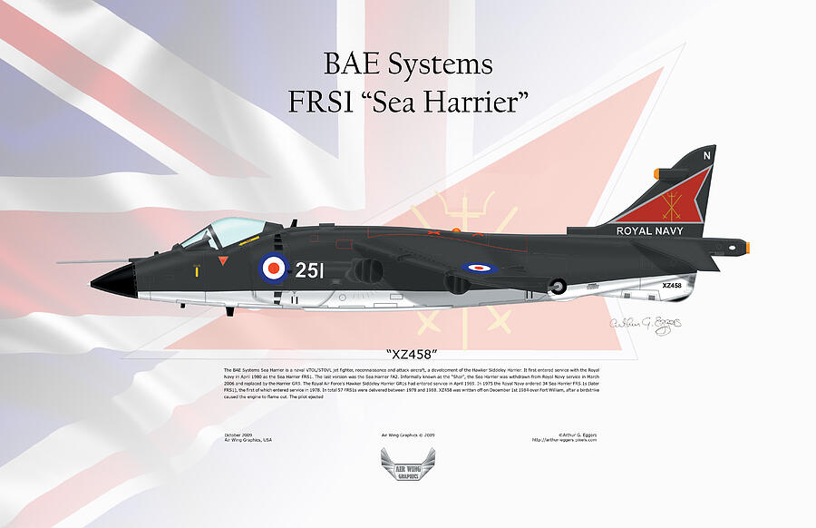Bae Systems Digital Art - BAE Systems FRS1 Sea Harrier by Arthur Eggers
