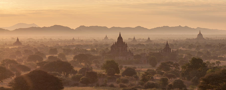 Bagan Panorama Photograph by Wolfgang Wörndl