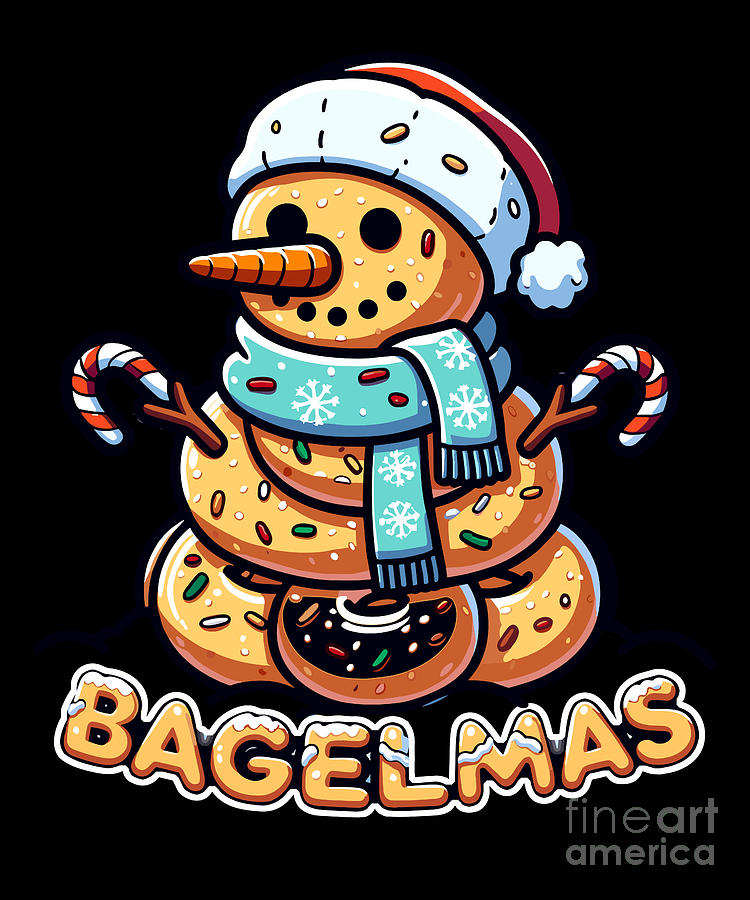 Bagel Snowman Gift Food Christmas Bagel Digital Art by Martin Hicks