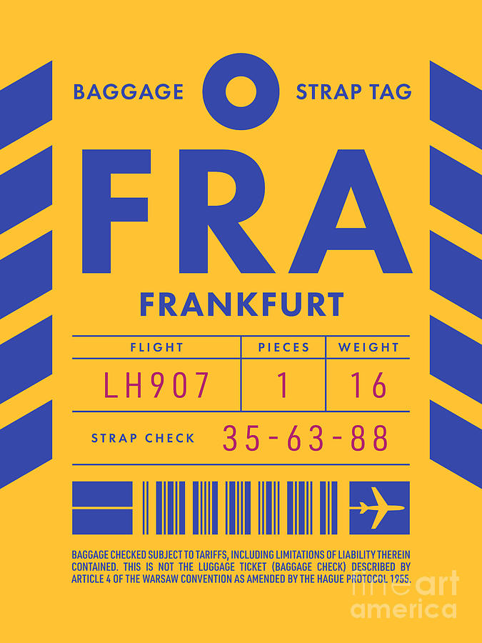 Vintage Digital Art - Baggage Tag D - FRA Frankfurt Germany by Organic Synthesis