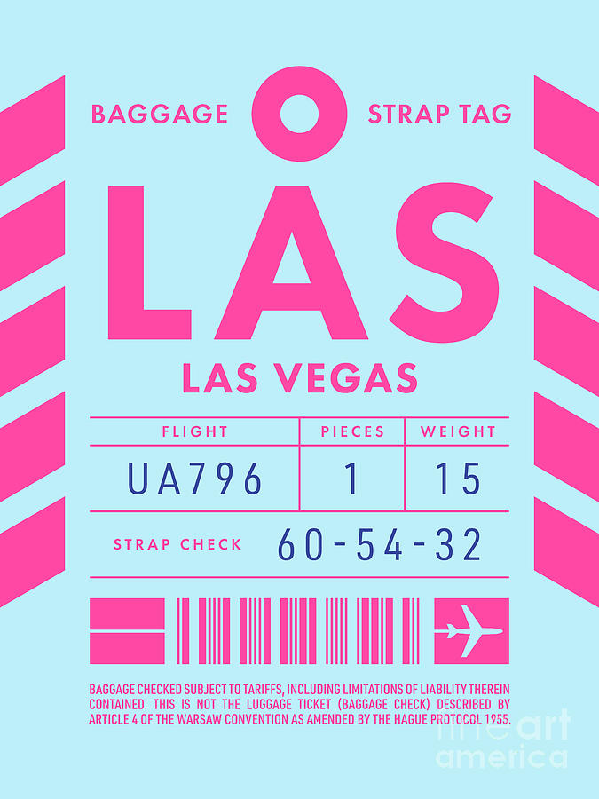 Vintage Digital Art - Baggage Tag D - LAS Las Vegas USA by Organic Synthesis