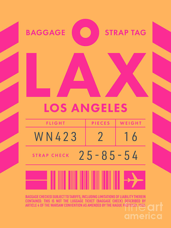 Baggage Tag D - LAX Los Angeles USA Digital Art by Organic Synthesis