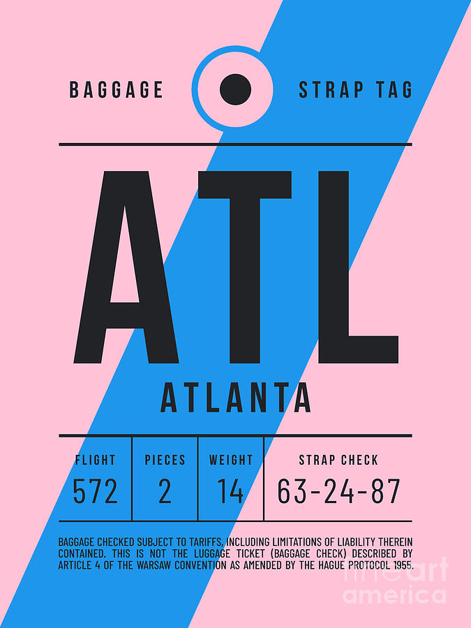 Baggage Tag E - ATL Atlanta USA Digital Art by Organic Synthesis