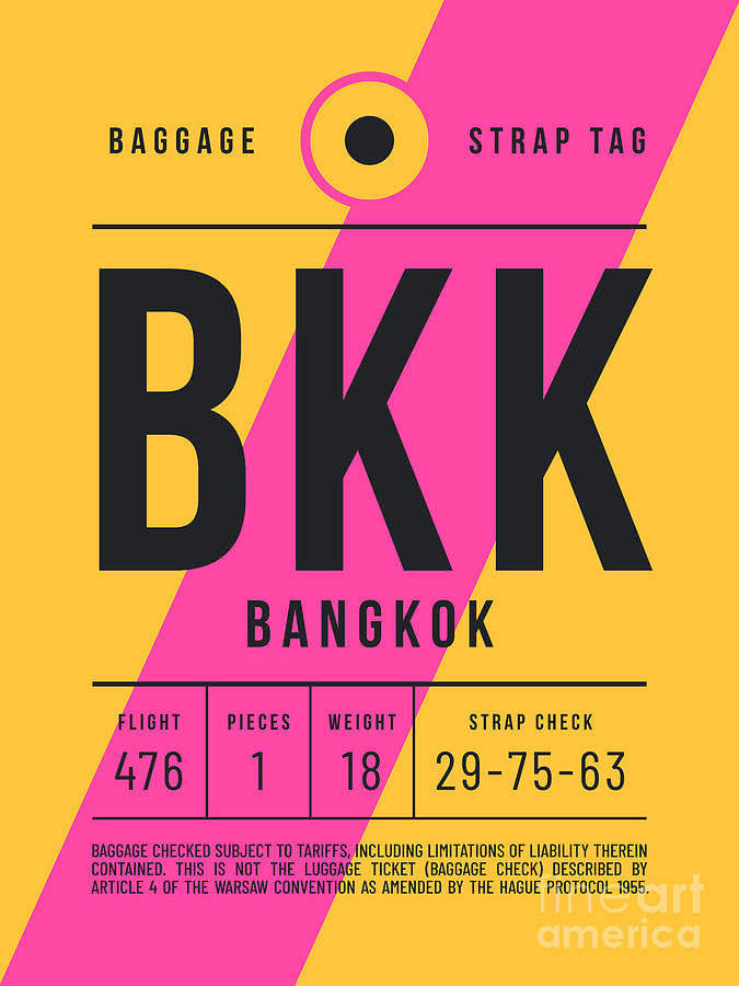 Baggage Tag E - BKK Bangkok Thailand Digital Art by Organic Synthesis