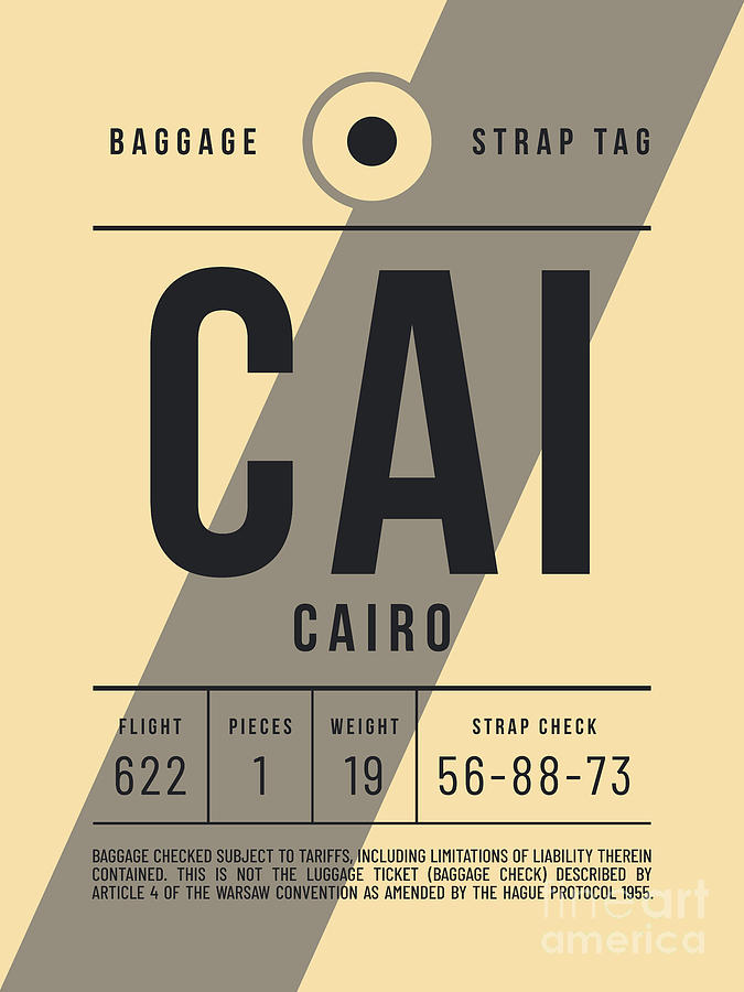 Baggage Tag E - CAI Cairo Egypt Digital Art by Organic Synthesis