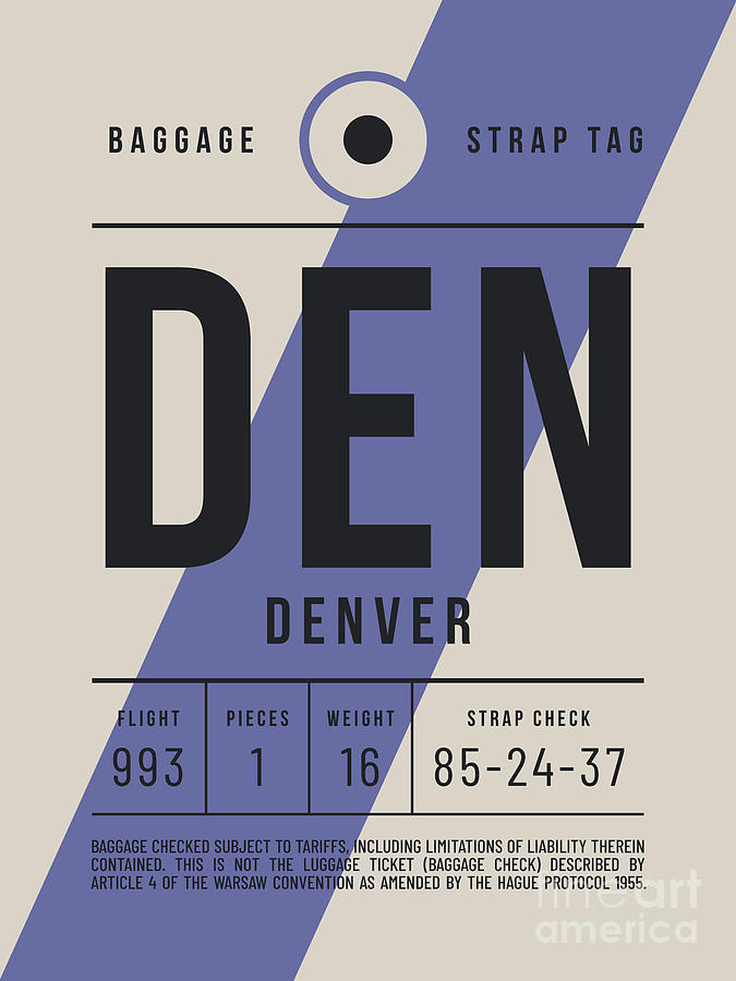 Baggage Tag E - DEN Denver USA Digital Art by Organic Synthesis
