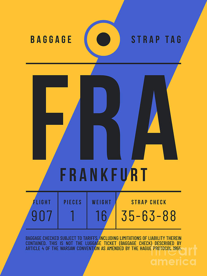 Vintage Digital Art - Baggage Tag E - FRA Frankfurt Germany by Organic Synthesis