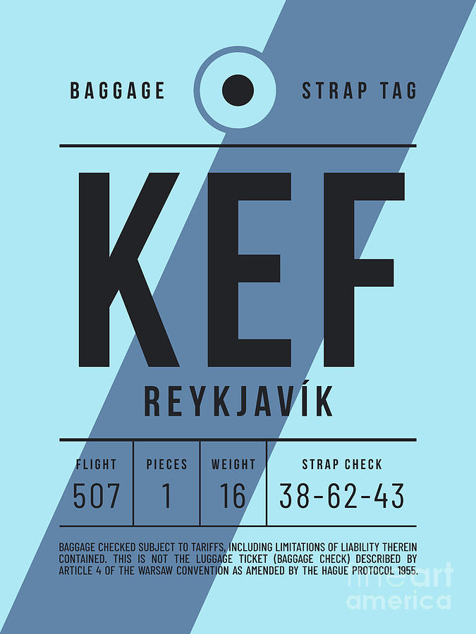 Baggage Tag E - KEF Reykjavik Iceland Digital Art by Organic Synthesis