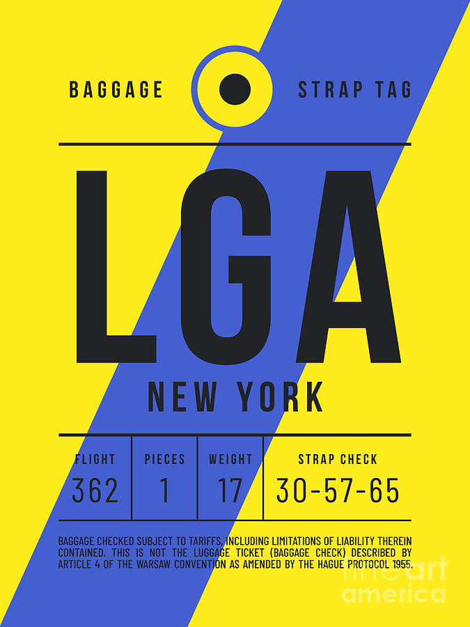 Baggage Tag E - LGA New York USA Digital Art by Organic Synthesis