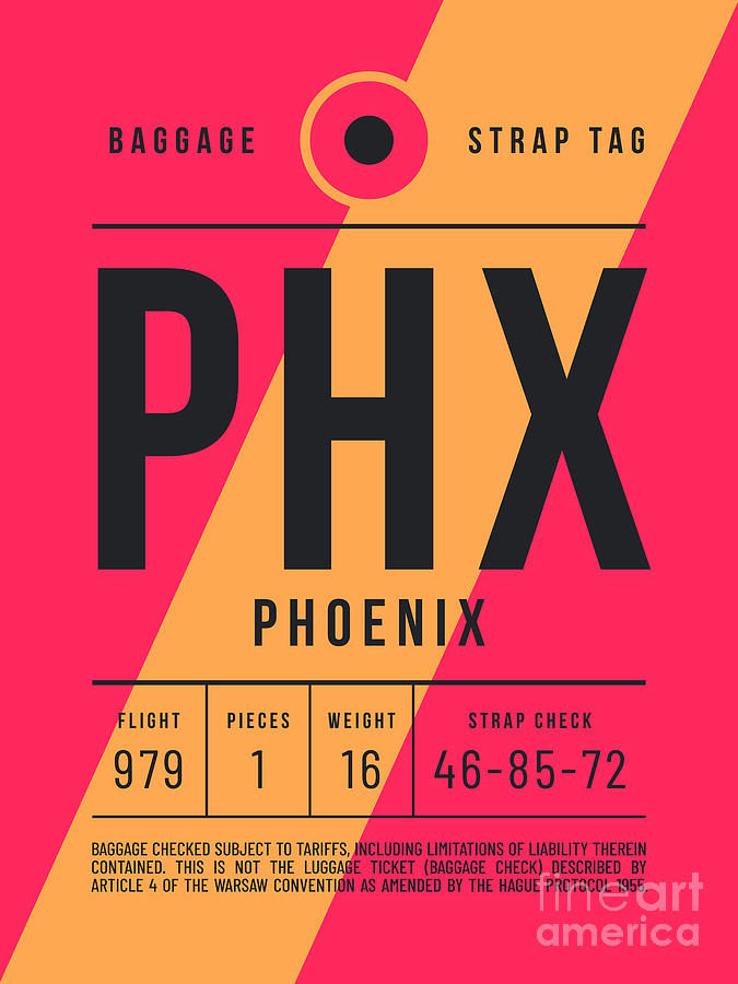Baggage Tag E - PHX Phoenix USA Digital Art by Organic Synthesis