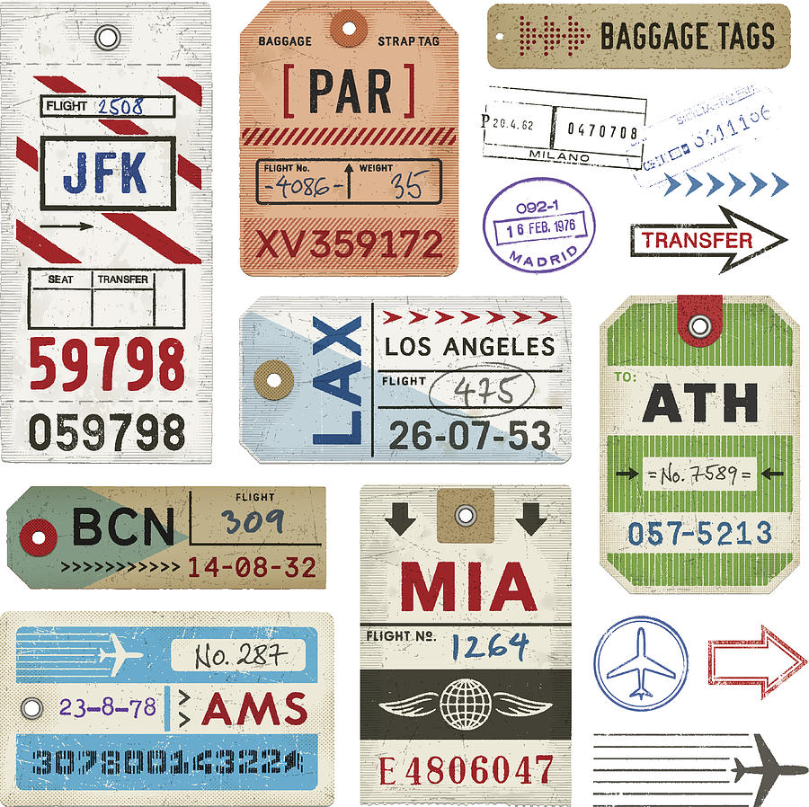 Baggage Tags and Stamps Drawing by Aleksandarvelasevic