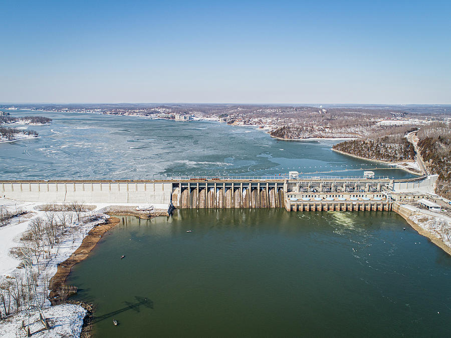 Bagnell Dam Ice Photograph by Blue Boat by Mel Woods - Fine Art America