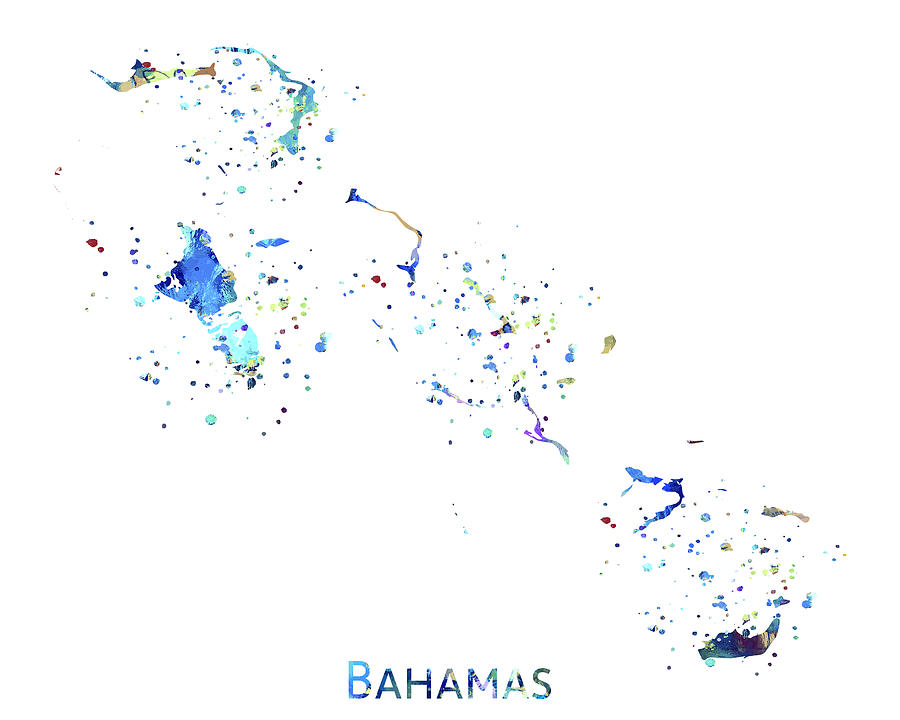 Map Painting - Bahamas Map Art by Zuzi s
