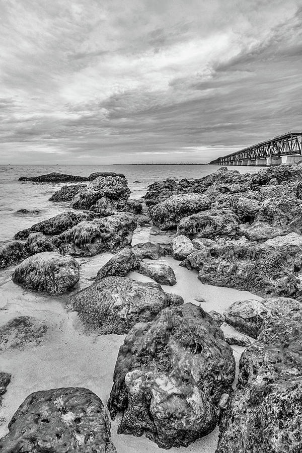 Bahia Honda Bridge Black and White Photograph by Kyle Findley