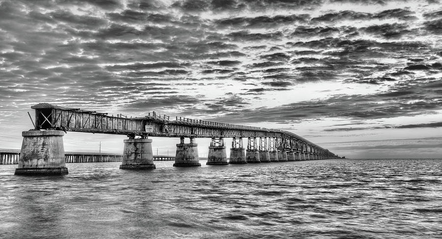 Bahia Honda Bridge in Black and White Photograph by JC Findley