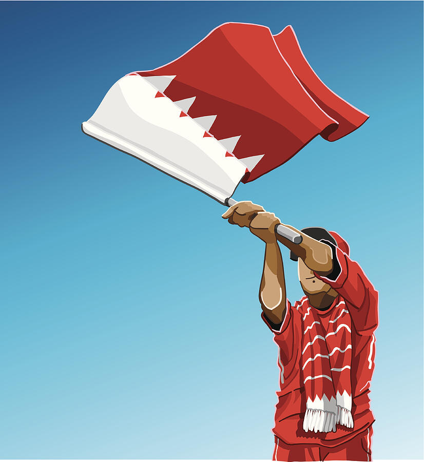 Bahrain Waving Flag Soccer Fan Drawing by FrankRamspott