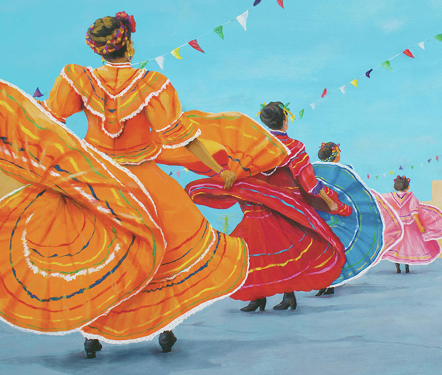 Bailarines en Baile Folklorico Painting by Ivan Florentino Ramirez