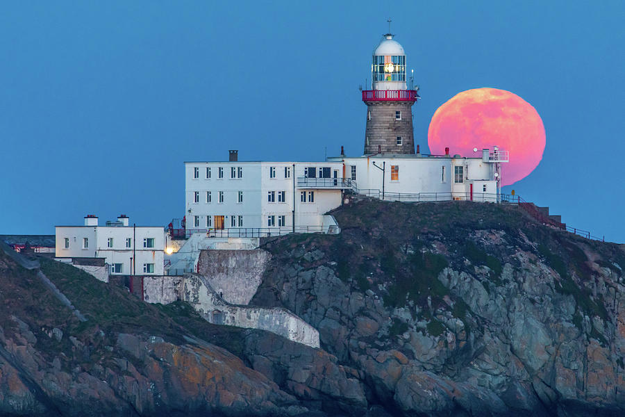 Baily Lighthouse Moonrise, Howth Photograph by Adrian Hendroff