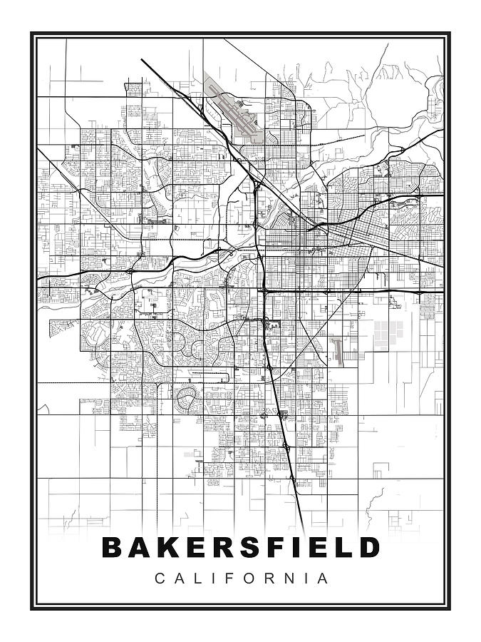 Bakersfield Map Digital Art by Ipsita Das | Fine Art America