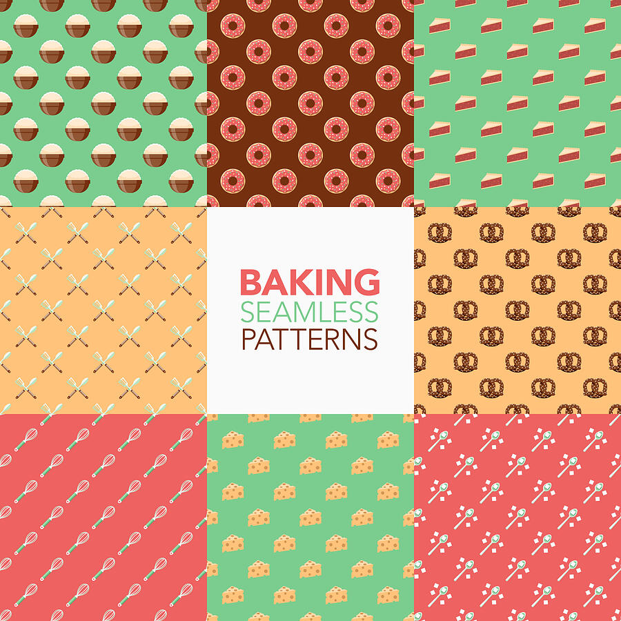 Baking Seamless Pattern Set Drawing by Bortonia