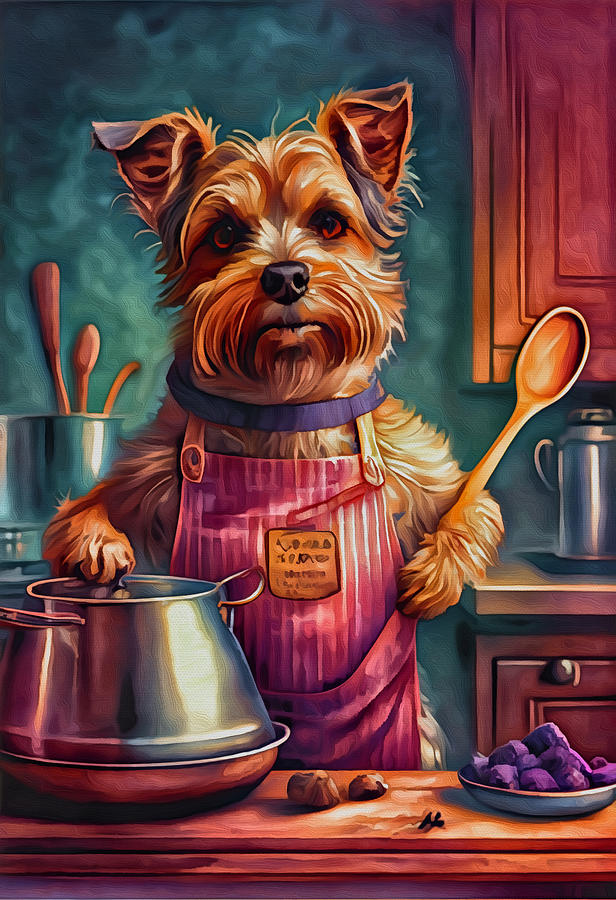 Baking with the Terrier Mixed Media by Ann Leech