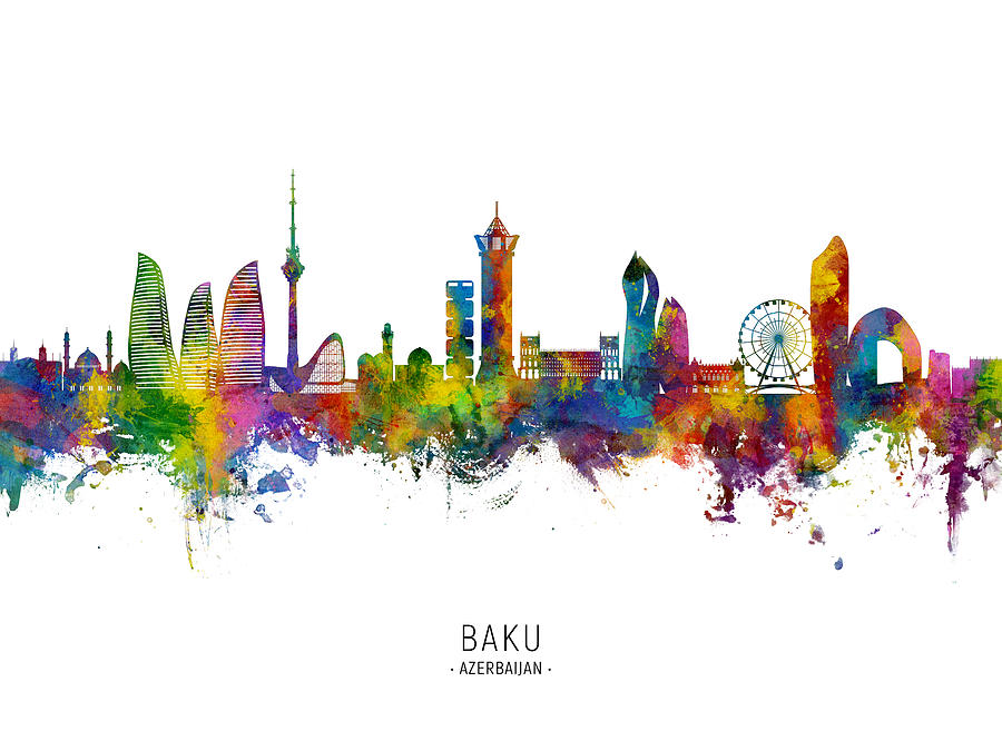 Baku Azerbaijan Skyline #43 Digital Art by Michael Tompsett