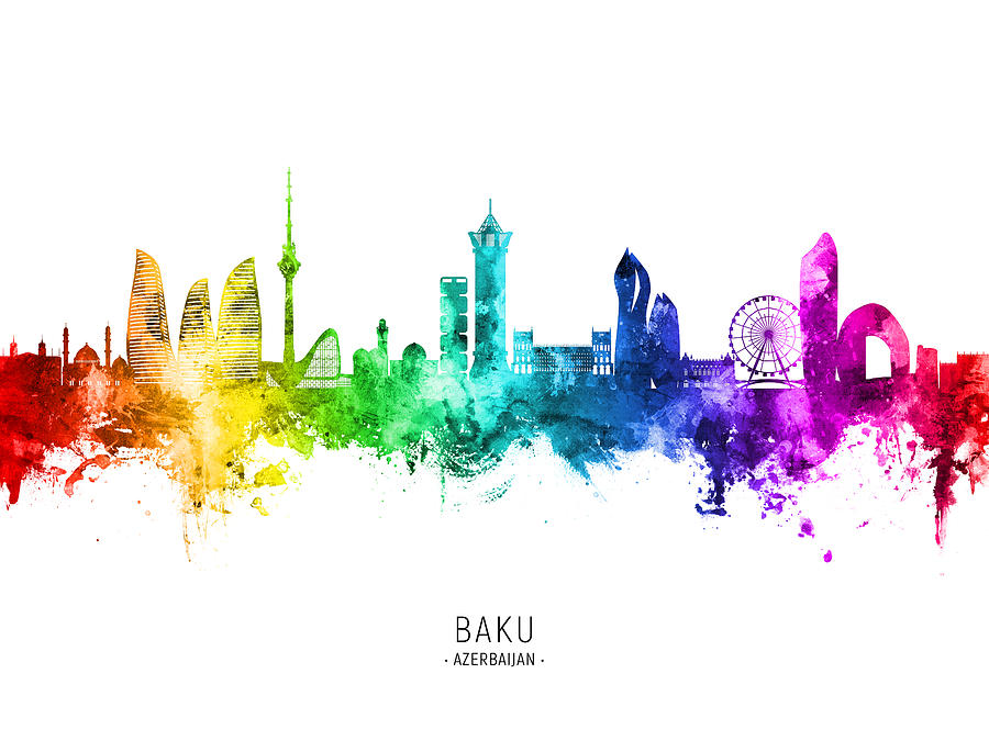 Baku Azerbaijan Skyline #47 Digital Art by Michael Tompsett
