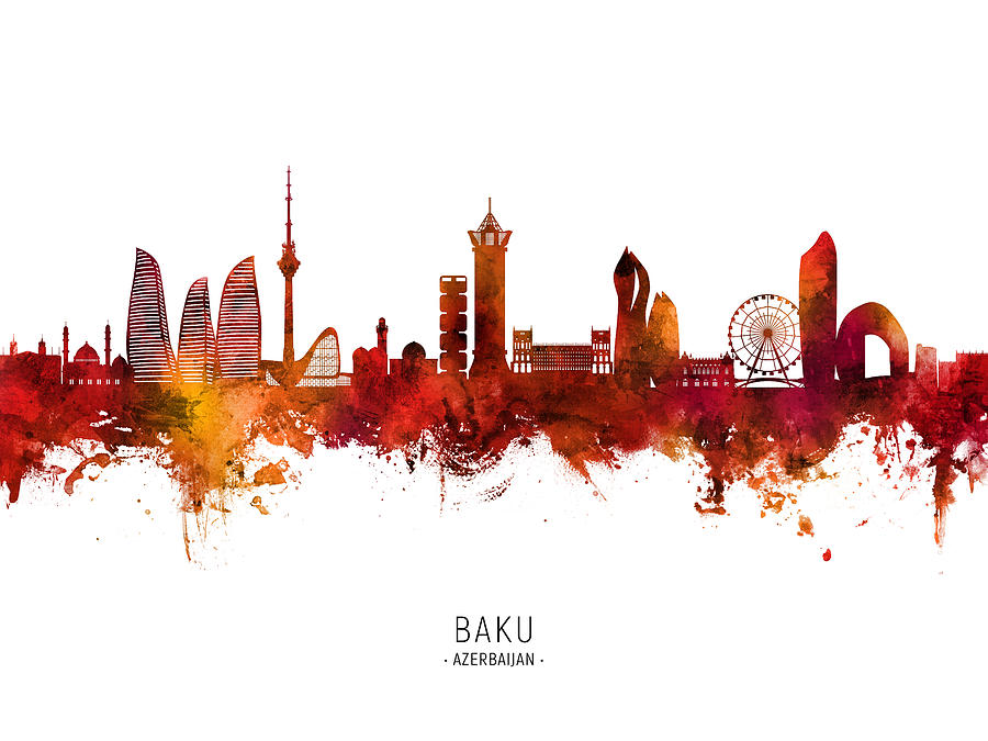 Baku Azerbaijan Skyline #53 Digital Art by Michael Tompsett