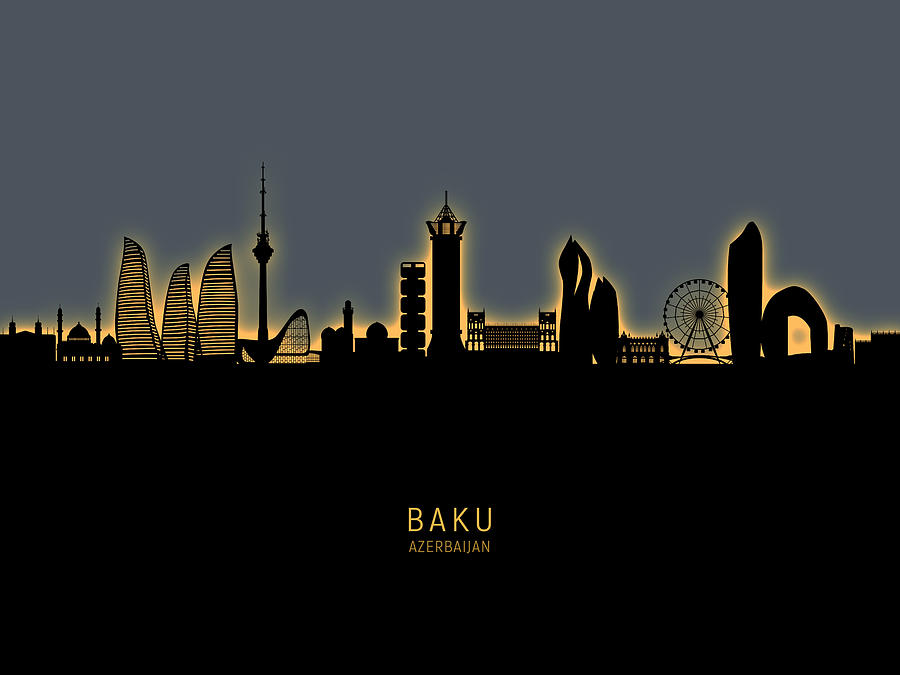 Baku Azerbaijan Skyline #56 Digital Art by Michael Tompsett