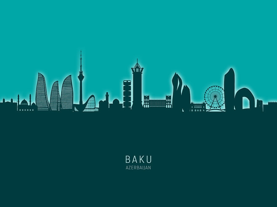 Baku Azerbaijan Skyline #58 Digital Art by Michael Tompsett