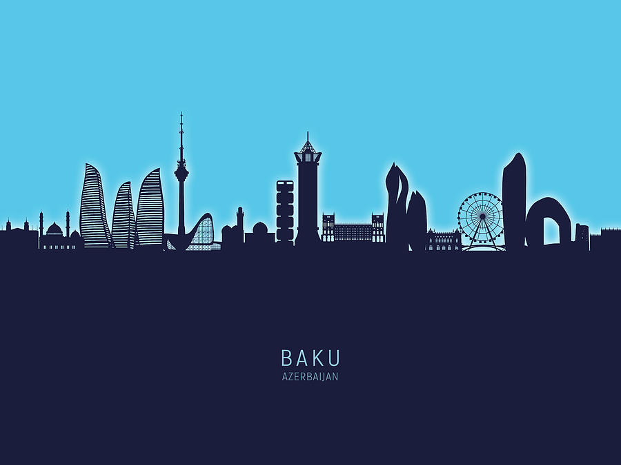 Baku Azerbaijan Skyline #59 Digital Art by Michael Tompsett