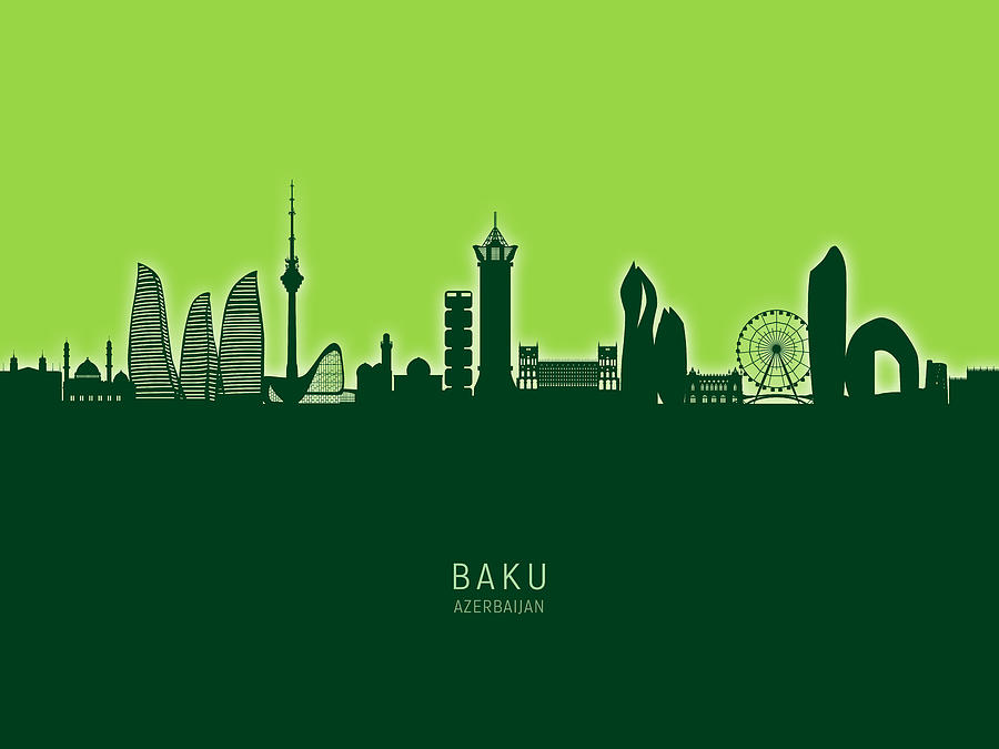 Baku Azerbaijan Skyline #60 Digital Art by Michael Tompsett