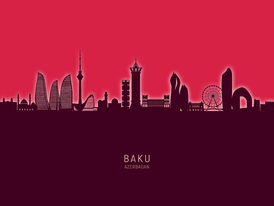 Baku Azerbaijan Skyline #62 Digital Art by Michael Tompsett