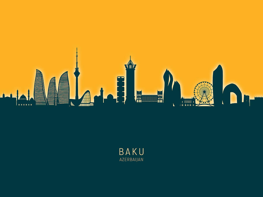 Baku Azerbaijan Skyline #63 Digital Art by Michael Tompsett