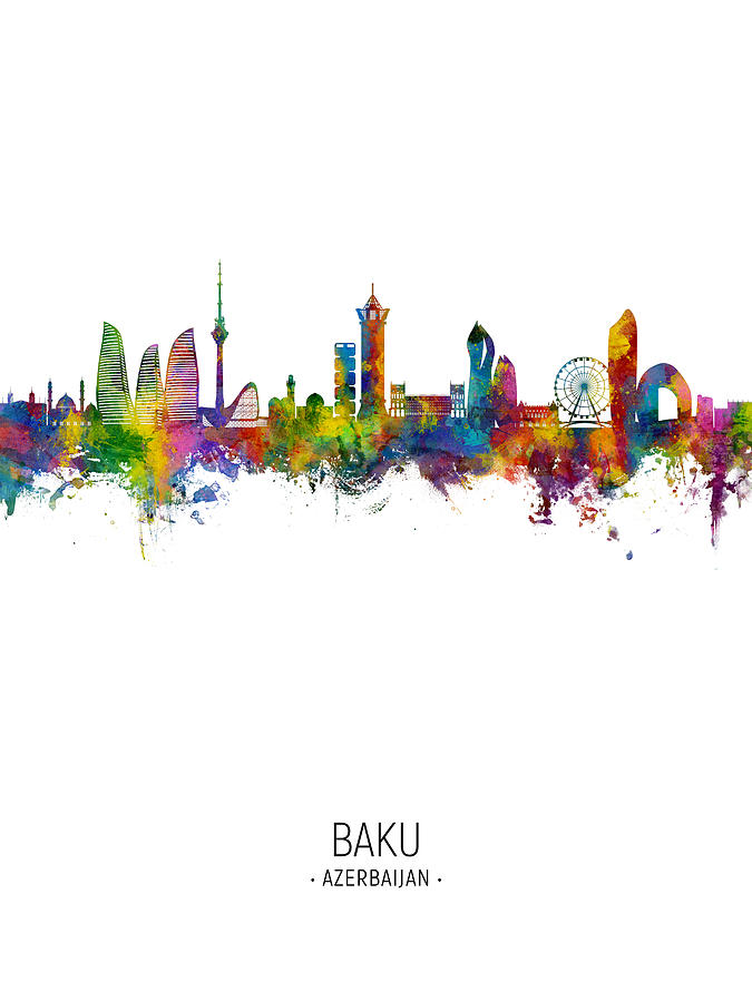 Baku Azerbaijan Skyline #65 Digital Art by Michael Tompsett