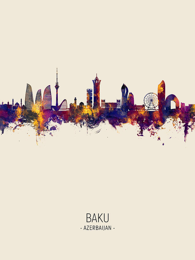 Baku Azerbaijan Skyline #66 Digital Art by Michael Tompsett