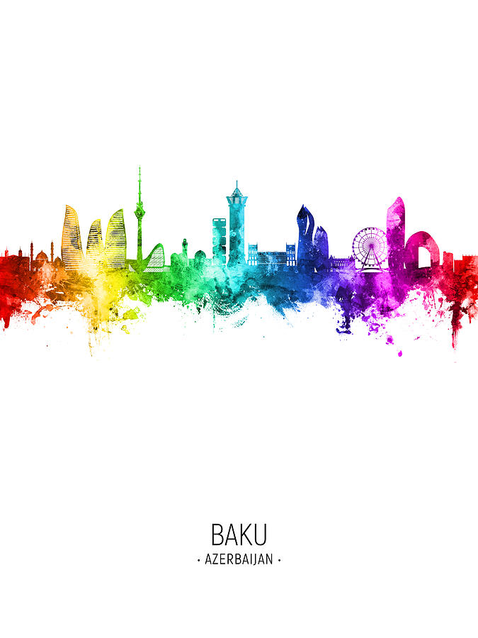 Baku Azerbaijan Skyline #68 Digital Art by Michael Tompsett