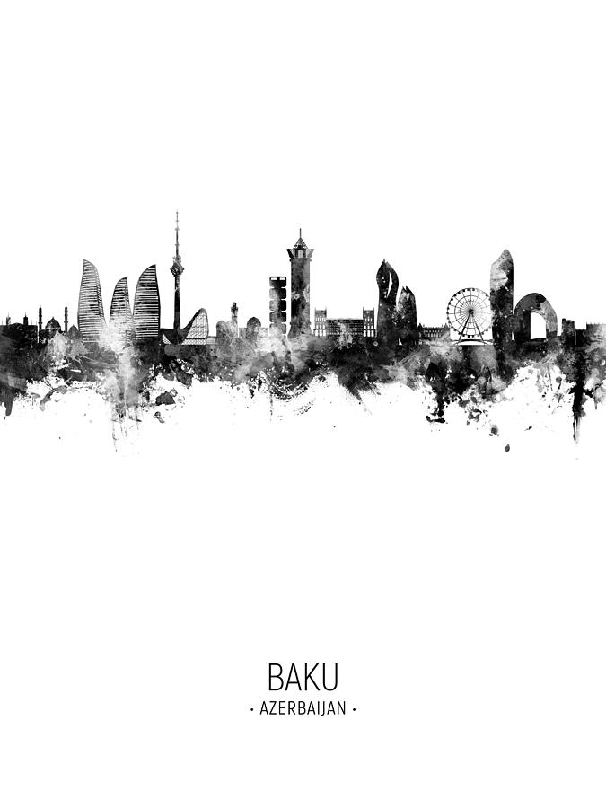 Baku Azerbaijan Skyline #69 Digital Art by Michael Tompsett