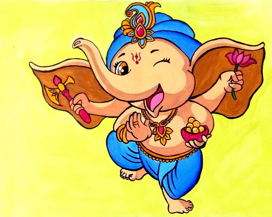 Hindu God Ganesha Stock Illustration  Download Image Now  Ganesha Drawing   Art Product Cartoon  iStock